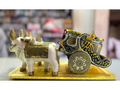 Meenakari Wooden Bullock Cart (Balad Gadu/Bell Gadi) With Double Bull And 2 Pcs Glass Jar