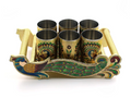 Meenakari Peacock Design Serving Tray Set with 6 Glasses #03