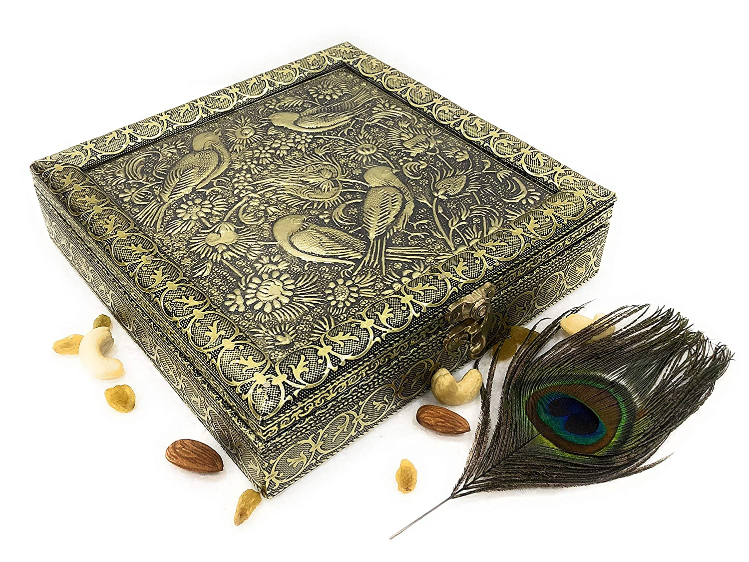 Golden Parrot Wooden Dry Fruit Box_#03