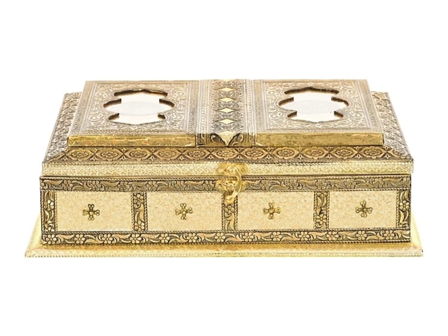 Gold Wooden Holy Khana kaba Quran Box/Rehal Box_#03 (No Quran only Box)