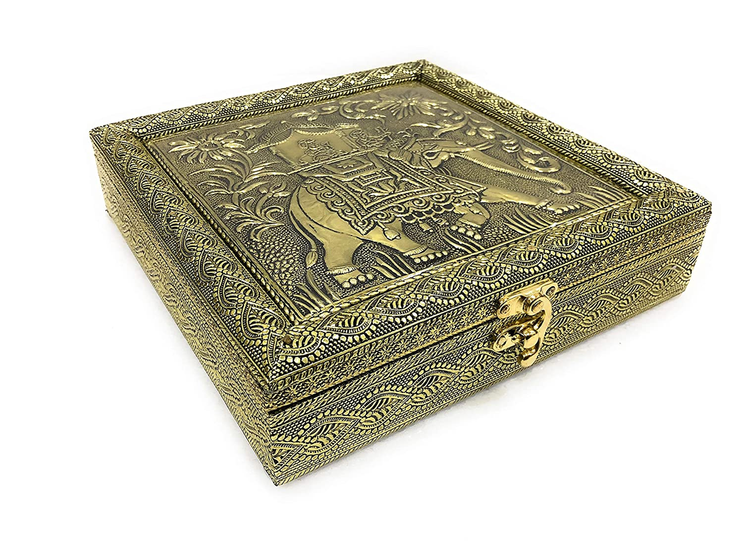 Golden Elephant Wooden Dry Fruit Box_#02