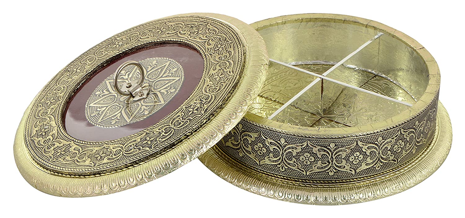 Golden Rounded Wooden Dry Fruit Box_#5