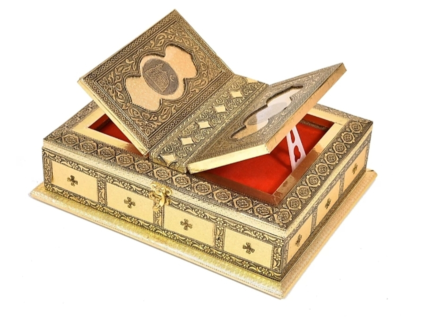 Gold Wooden Holy Khana kaba Quran Box/Rehal Box_#03 (No Quran only Box)