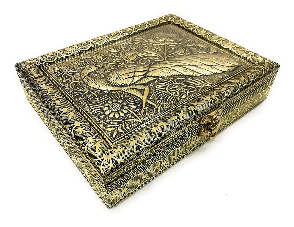 Golden Peacock Wooden Dry Fruit Box_#01