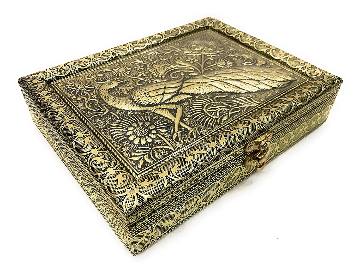 Golden Peacock Wooden Dry Fruit Box_#01