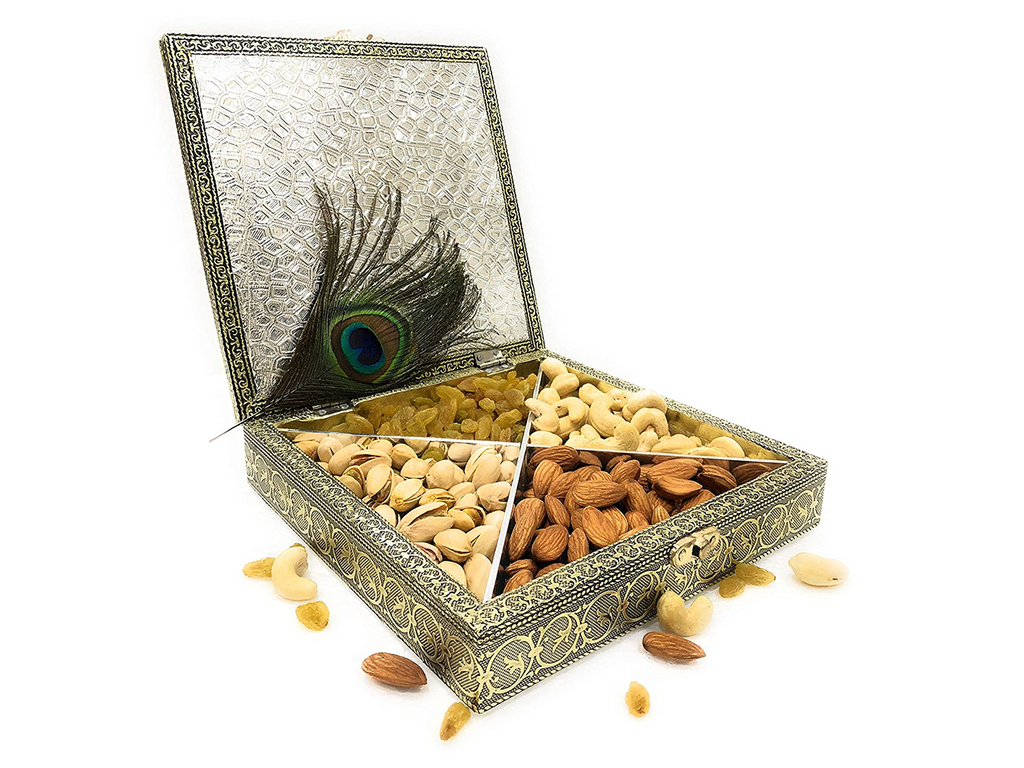 Golden Parrot Wooden Dry Fruit Box_#03