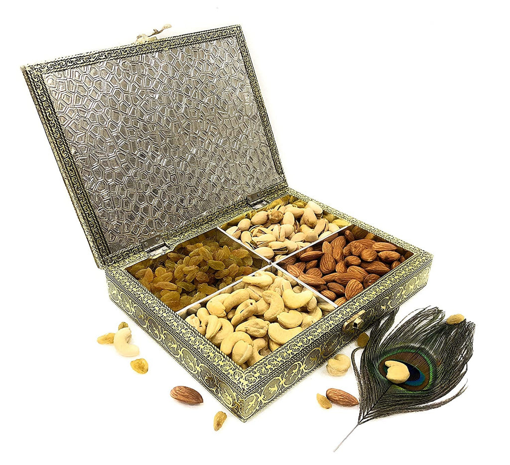 Golden Peacock Wooden Dry Fruit Box_#01