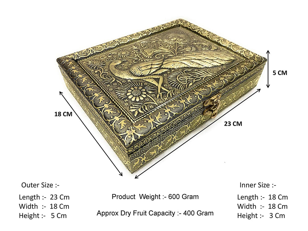 Golden Peacock Wooden Dry Fruit Box_#01