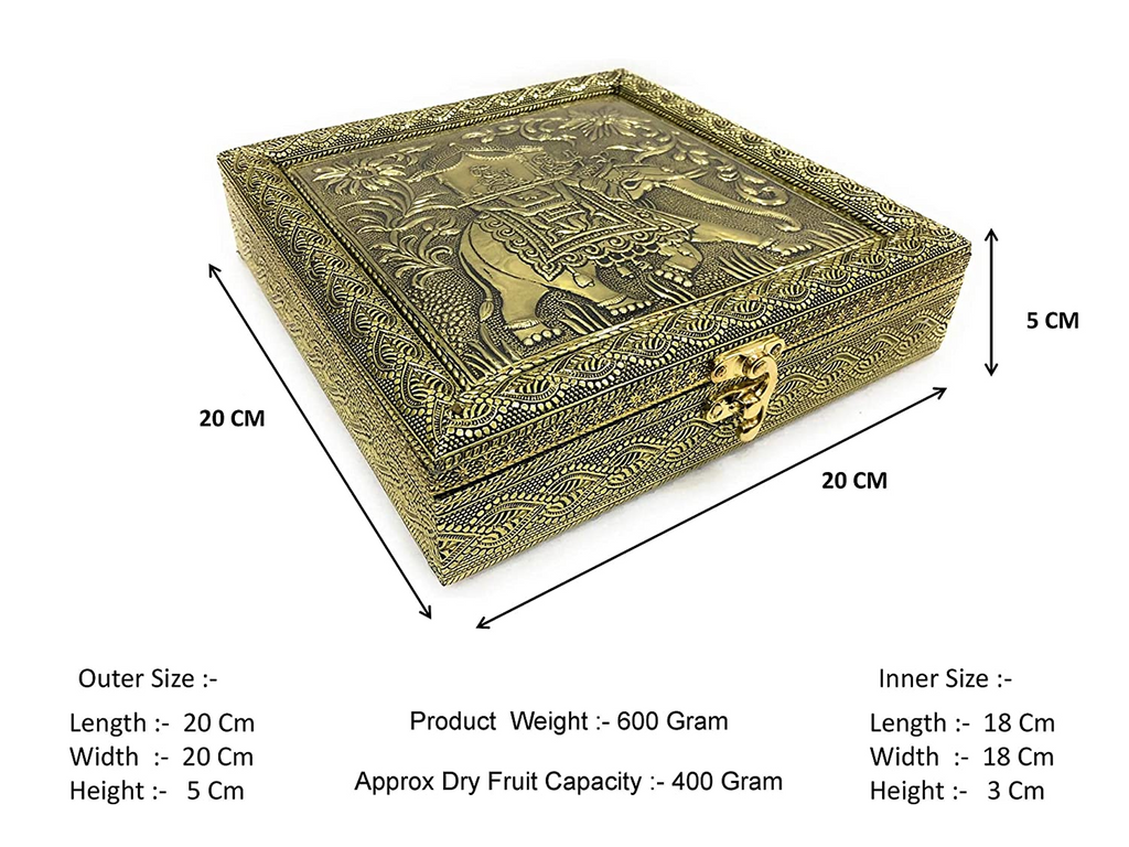 Golden Elephant Wooden Dry Fruit Box_#02
